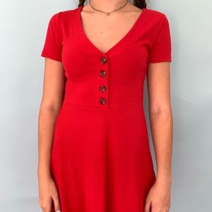 Red Buttoned Dress - Forever 21, size S